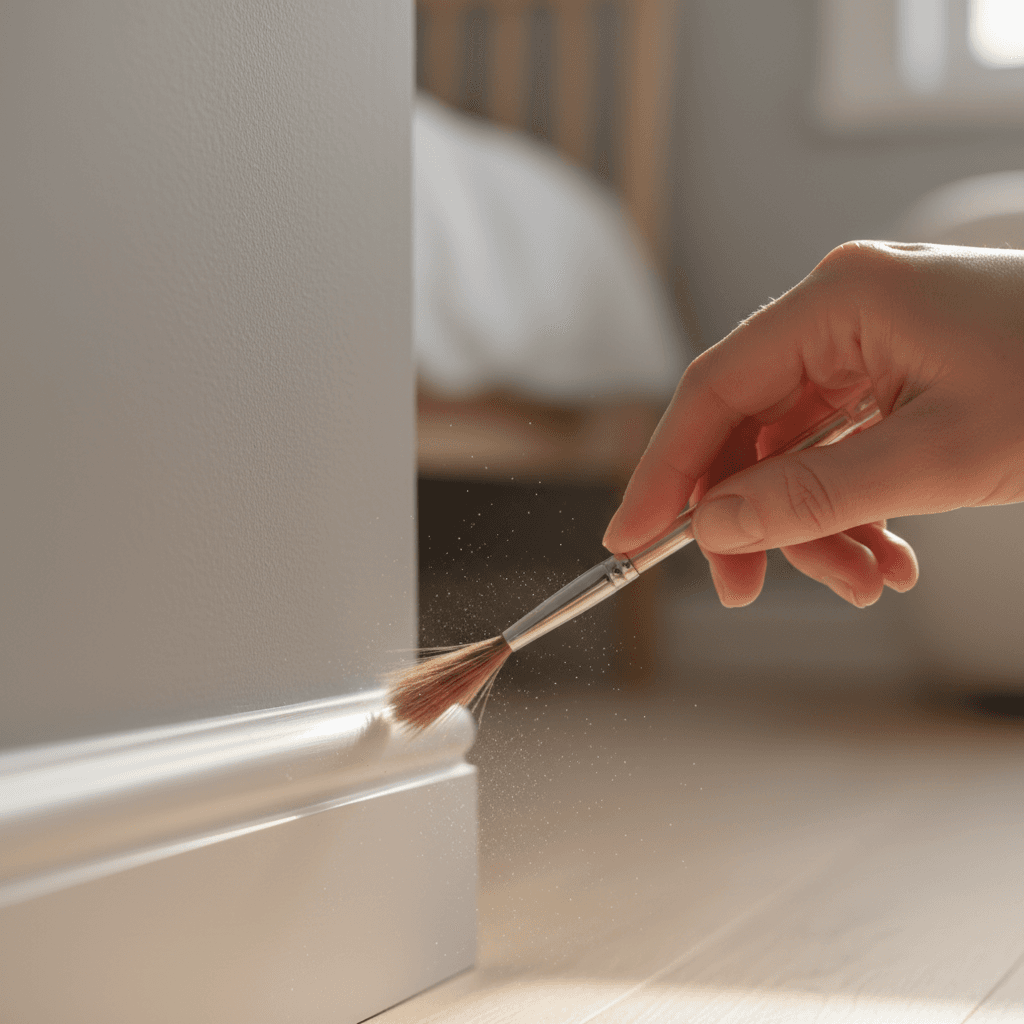 Detailed cleaning of baseboards and trim
